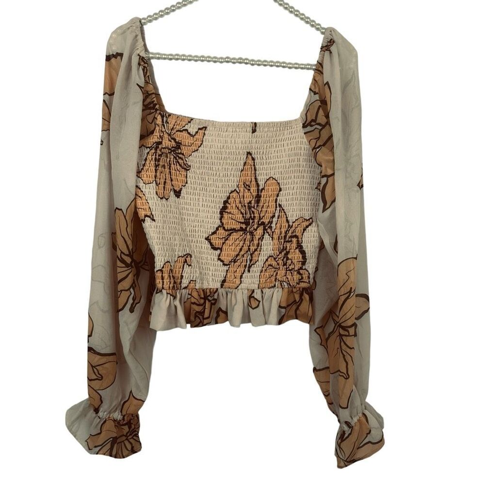 Anthropologie Hutch shirt puff sleeve smock crop top boho Medium festival